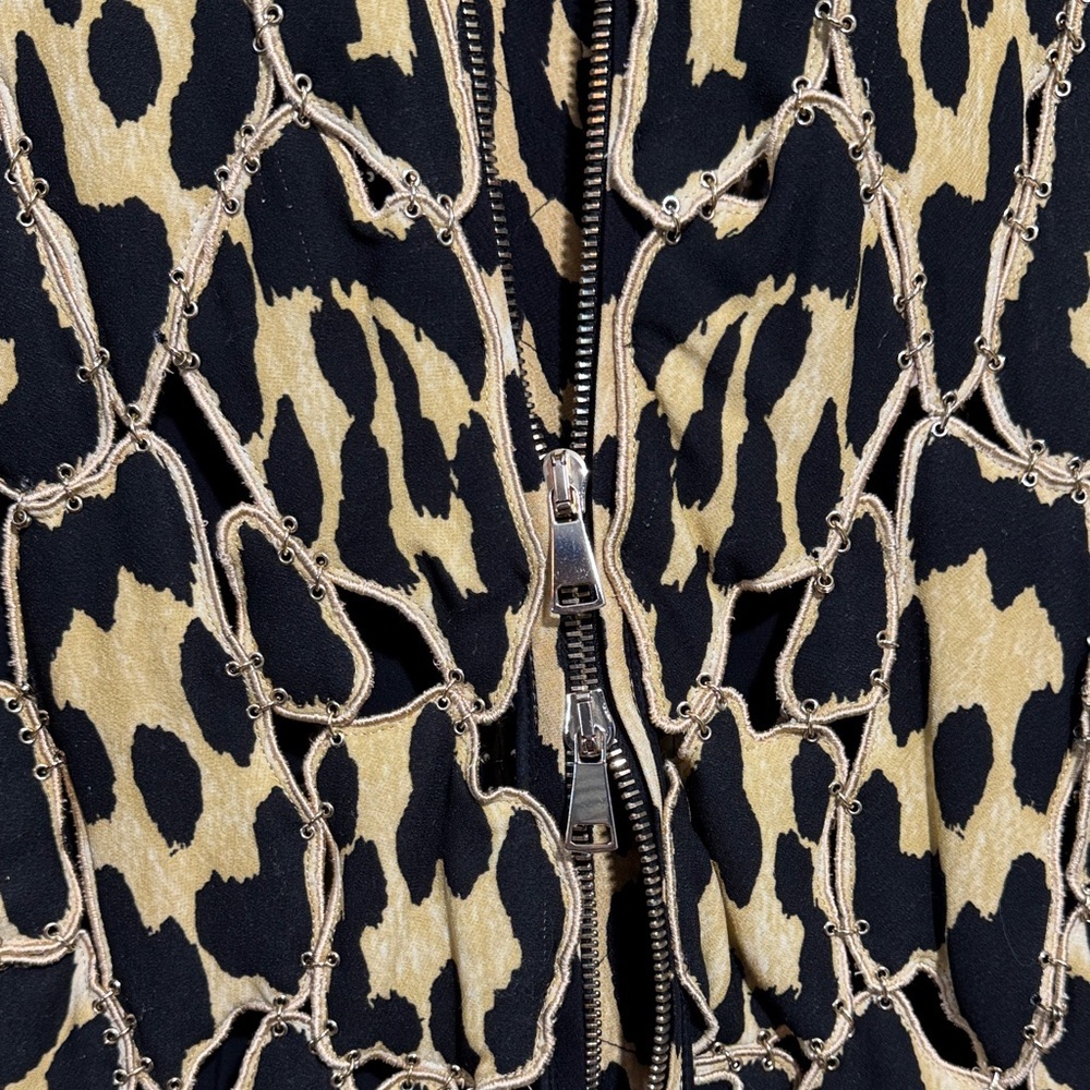 🌠Givenchy Runway! ONE OF A KIND!Reconstructed Black/Gold Leopard Print Zip Vest! - Picture 5 of 10